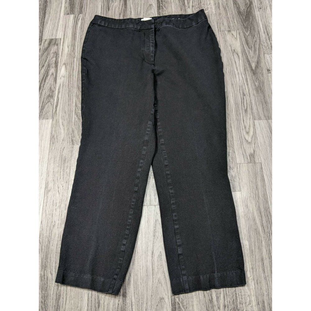 Chico's Womens Black Flat‎ Front Mid Rise Straight Leg Chino Pants Size 2 Short
